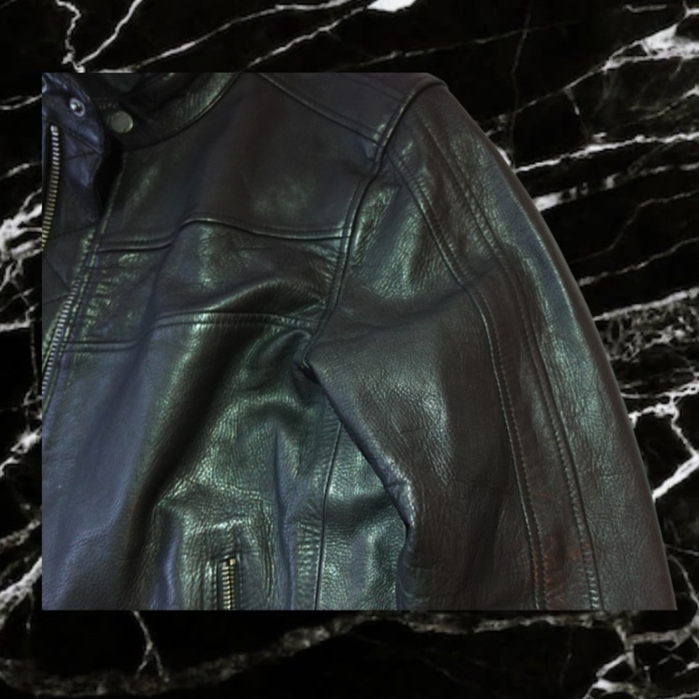 Black Rivet Leather Jacket - Picture 6 of 7